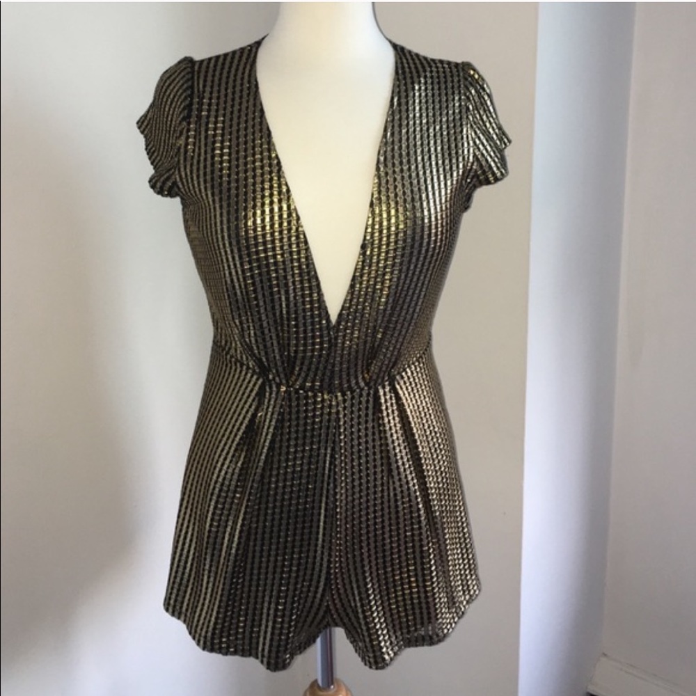 Gold Deep V Neck Romper